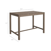 Modway Eleni 5-Piece Outdoor Teak Wood Bar Set in Weathered Gray Flint – 56 Inch Rectangular Patio Bar Table with 4 Bar Chairs