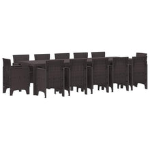 LKJVFCPW 13-Piece Outdoor Dining Set, Brown Poly Rattan Patio Table and 12 Chairs, Weather-Resistant Garden Furniture for Large Family Gatherings