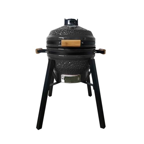 Ceramic Charcoal BBQ Grill and Smoker, Stainless Steel Grates -21" Ceramic with Tall Stand(B)