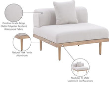 Meridian Furniture 55036Beige-Armless Laguna Collection Modern | Contemporary Outdoor Patio Armless Modular Chair, Teak Finish Aluminum, Waterproof Olefin Fabric, 35.5" W x 35.5" D x 28.5" H, Beige