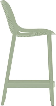 Meridian Furniture 330Mint Mykonos Collection Modern | Contemporary Outdoor Patio Stool with Mint Polypropylene Plastic, Weather Resisting, 17.5" W x 21" D x 38" H, Mint, Set of 4
