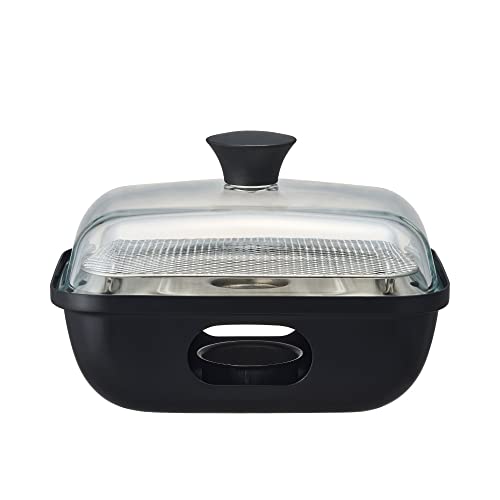 Doshisha Quick Smoker, Share, Stainless Steel Mesh Type, Smoked Chip (Sakura) Included, Solid Fuel (Sold Separately) 7.5 x 4.7 inches (19 x 12 cm)