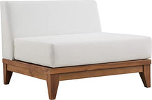 Meridian Furniture 389White-Armless Rio Collection Modern | Contemporary Outdoor Patio Off White Resilient Water Resisting Fabric Modular Chair with Durable Acacia Wood Frame