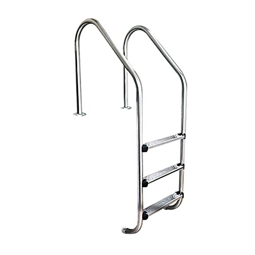 Swimming Pool Ladder Stainless Steel handrail guardrail with Three-Step Anti-Slip Pattern Large Private Swimming Pool Outdoor Entertainment Facilities (Silver 158cm)