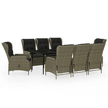 UUGRANDTO Garden Dining Set Brown Chairs with Black Cushions and Black Table Patio Furniture Outdoor Sets