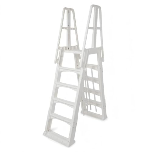 A-Frame Adjustable Above Ground Ladder for 48 to 56-inch Wall Height Pools