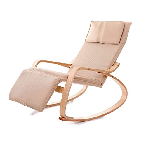 Rocking Chair Comfortable Relax Rocking Chair Lounge Chair with Cotton Fabric Foldable Rocking Chair (Color : Green) (Khaki)