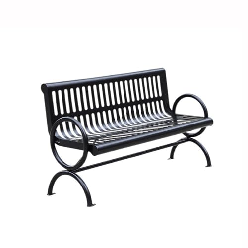VHDY85KA Park Black Stainless Steel Backrest Outdoor Bench Multiperson Park Bench 1.2/1.5/1.8 Meters Entryway(Large)