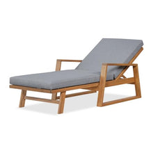 Christopher Knight Home Barde Patio Chaise Lounge Chair Outdoor with Water Repellent Cushion, Acacia Wood Poolside Sun Lounger with Armrests, 4-Position Adjustable Backrest Pool Lounger, Grey + Teak
