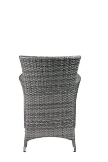 Gray Fabric & Gray Wicker Patio Bistro Set, 3-Piece Patio Furniture Sets Outdoor Wicker Rattan Sectional Sofa Coffee Table with Tempered Glass for Garden Balcony Backyard Yard Poolside (Grey) (Grey)