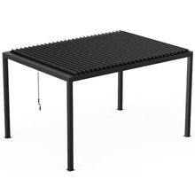 Adjustable Louvered Pergola with Crank-Controlled Roof & Integrated Drainage for Garden Patio, Heavy-Duty Patio Cover with Galvanized Steel Louvers for Backyard Party (10 x 13 FT+Steel Louvers)