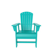 WO Outdoor Adirondack Dining Chair Table 7 PCS Set Retro Aesthetic Furniture for Outside Restaurant Dining, Home, Balcony, Terrace, Lawn, Pool, Deck, Garden (Turquoise)