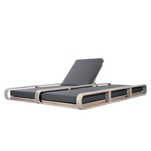 Merax Double Chaise Lounge Chair Outdoor with 4-Position Adjustable Backrest for Each Seat & 3-Fold Cushions, Acacia Wood Pool Sun Lounger for Patio Beach, 800lbs Capacity, Dark Grey+Light White