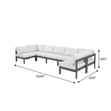 Outdoor Escape White Fabric Outdoor Patio Modular Sectional, Weather-Resistant Upholstery, Comfortable Back Height, Durable Frame
