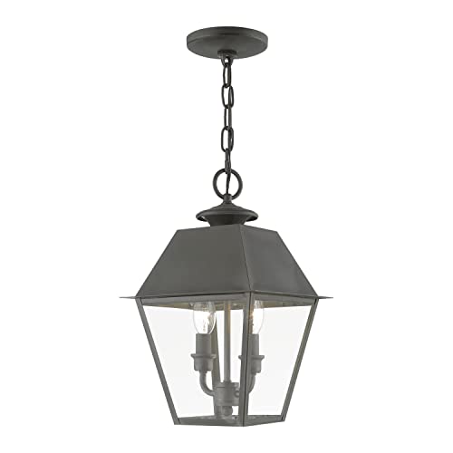 Livex Lighting Wentworth - 2 Light Medium Outdoor Pendant in Classic Style-15 Inches Tall and 9 Inches Wide-Charcoal Finish