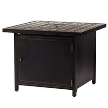 Oakland Living Black Aluminum Patio Fire Table Bistro Set with Two Club Chairs with Black Cushions