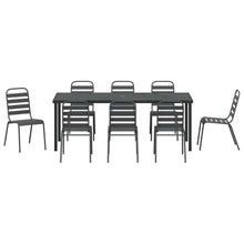 Molumvel 9-Piece Garden Dining Set, Powder-Coated Steel Patio Furniture, Outdoor Table and 8 Chairs for Backyard, Anthracite
