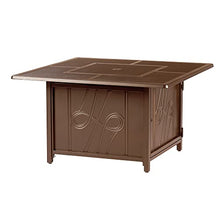 Oakland Living Square 42 in. x 42 in. Aluminum Propane Fire Pit Table with Glass Beads, Two Covers, Lid, 57,000 BTUs in Brown Finish