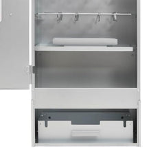 Favemtsl BBQ Oven Smoker with Table, Galvanized Steel Vertical Meat Smoker for Outdoor Cooking, Large Capacity Smokehouse with Glass Window, Thermometer, 3 Grids and 12 S-Hooks for Fish Sausage