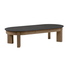 Real Flame Stratton 55" Outdoor Coffee Table, Natural Stone top, Aluminum Frame, Weather-Resistant Patio Coffee Table for Garden, Pool, Balcony, Porch