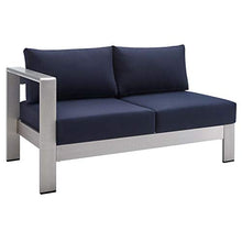 Modway Shore 7 Piece Outdoor Patio Aluminum Sectional Sofa Set Blue