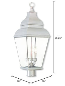 Livex Transitional Three Light Post-Top Lantern Exeter Collection Brushed Nickel