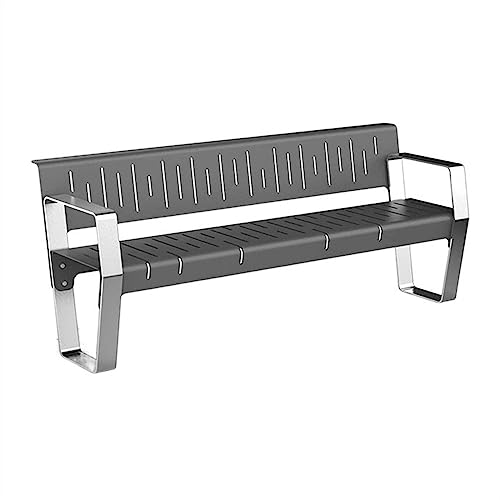 Park Patio Seat Outdoor Park Bench, Painted Steel Bench with Back and Armrest, Garden Chair Patio Garden Bench Porch, Pool Lawn Garden Furniture