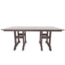 WO Home Furniture Outdoor Dining Table, 38" x 73" HDPE Patio Table with Trestle Leg Design and Umbrella Hole, Weather Resistant Outdoor Table for Backyard, Deck and Garden, Dark Brown