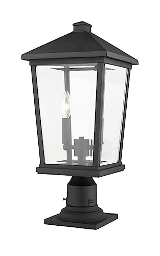 Z-Lite 568PHBR-533PM-BK 2 Light Outdoor Pier Mounted Fixture, Black
