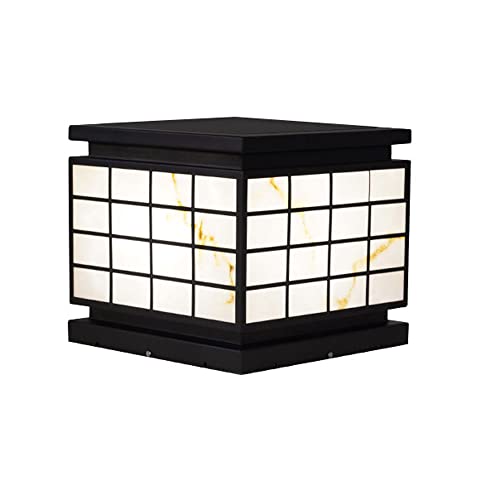VELLOW E27 Pedestal Exterior Post Lantern,Waterproof IP54 Retro Post Cap Light,Gate Bollard Pillar Light,Matte Black Finish Column Lamp Lantern,Decorations Landscape Lighting for Patio Porch Railing
