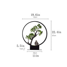 Artificial Plants Bonsai Artificial Bonsai Tree Artificial Bonsai Tree New Chinese Round Iron Art Simulation Green Bonsai Tree Living Room Corridor Rockery Welcome Simulation Bonsai Plant Artificial t