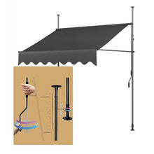 YUGXTH Manual Retractable Window Awning Canopy Cover with Handle, Adjustable Pergola Shade Cover with UV Protection, 100% Polyester Made Outdoor Canopy(Gray and White stripesA,4x1.2m)