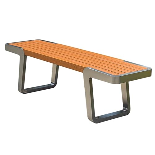 Sunyongfly Outdoor Garden Bench,Park Bench,Wooden seat,Stainless Steel Bench, for Squares, Parks, and Residential Areas(Size:160CM)