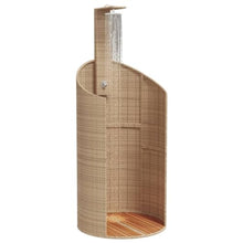 Outdoor Shower Freestanding Garden Shower with Acacia Wood Base Poly Rattan Finish 39.4x39.4x95.1 Inches for Backyard Poolside