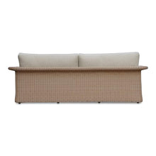 NADAAL STUDIOS Mareth Outdoor Sofa, Tulip Shape, Woven Wicker & Cushioned Seating, Beige - Seats 3