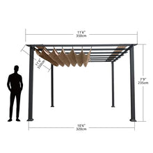 Paragon Outdoor 11’ x 11’ Florence Aluminum Pergola with Retractable Canopy Cocoa