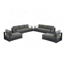 Outdoor Escape Powder-Coated Aluminum Sectional Sofa 4 Piece Set, Outdoor Couch Patio Furniture Set for Backyard Deck Seating, Gray Charcoal