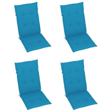 fsahslih Patio Reclining Chairs Set of 4 with Blue Cushions Acacia Wood