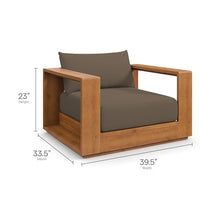 Modway Tahoe Acacia Wood Outdoor Patio Chair in Natural Cocoa with Weather-Resistant Cushions - Ideal as Club Chair or Outdoor Dining Chair
