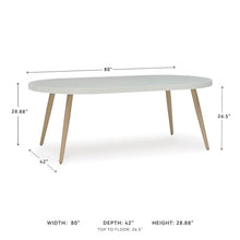 Signature Design by Ashley Seton Creek Casual Aluminum Outdoor Dining Table with Umbrella Hole and Cover Cap, White & Light Brown