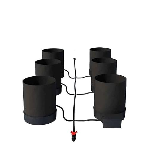AutoPot 6 Pot GeoPot System with 5 Gallon Fabric Pots - Self-Watering, Gravity-Fed Hydroponic System (6Pot with No Tank) Indoor, Black