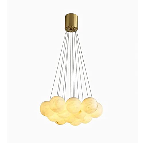 Ceiling Pendant Light, Modern Stylish Bubble Ball Chandelier Marble Material Lampshade 16 Lights G9 Pendant Light Adjustable Cord Dining Room Restaurant Hanging Lamp in Gold
