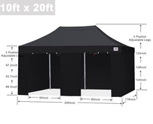ABCCANOPY Commercial Pop Up Canopy Tent with Sidewalls 10X20,Black