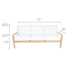 Royal Teak Collection COA3-OFF-WHITE Coastal 3-Seater Teak Sofa, Off-White