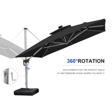 10' x 10' Square Solar Powered LED Lighted Cantilever Umbrella,Black