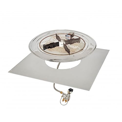 The Outdoor GreatRoom Company Square Stainless Steel Crystal Fire Plus (BP36SDSING-A), 28-Inch Burner, 36-Inch Plate, Natural Gas