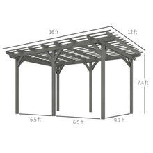 16x12ft Wooden Pergola,Outdoor Fir Wood Trellis for Climbing Vines, for Backyard, Patio, Garden