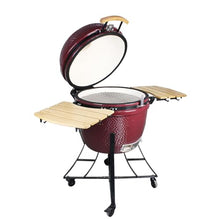 TT-YEL Ceramic Charcoal Grill, Camping Grill with Thermometer, Lid, Spinner Wheels, Portable Grill, Barbecue and Smoker, Large Balcony Grill, Fuchsia
