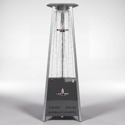 The Capri Amalfi Studio Collection Patio Heater by Lava Heat Italia, Liquid Propane Custom Powder-RAL 4005 Anthrecite Coated Flame Tower, Designer 92-Inch Italian Outdoor Heater