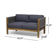 GDFStudio Noble House Laurel 2 Piece Outdoor Loveseat Set in Gray